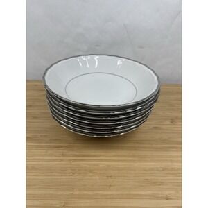 Harmony House Silver Sonata Soup Bowls Set of 7 Japan Fine China 8"